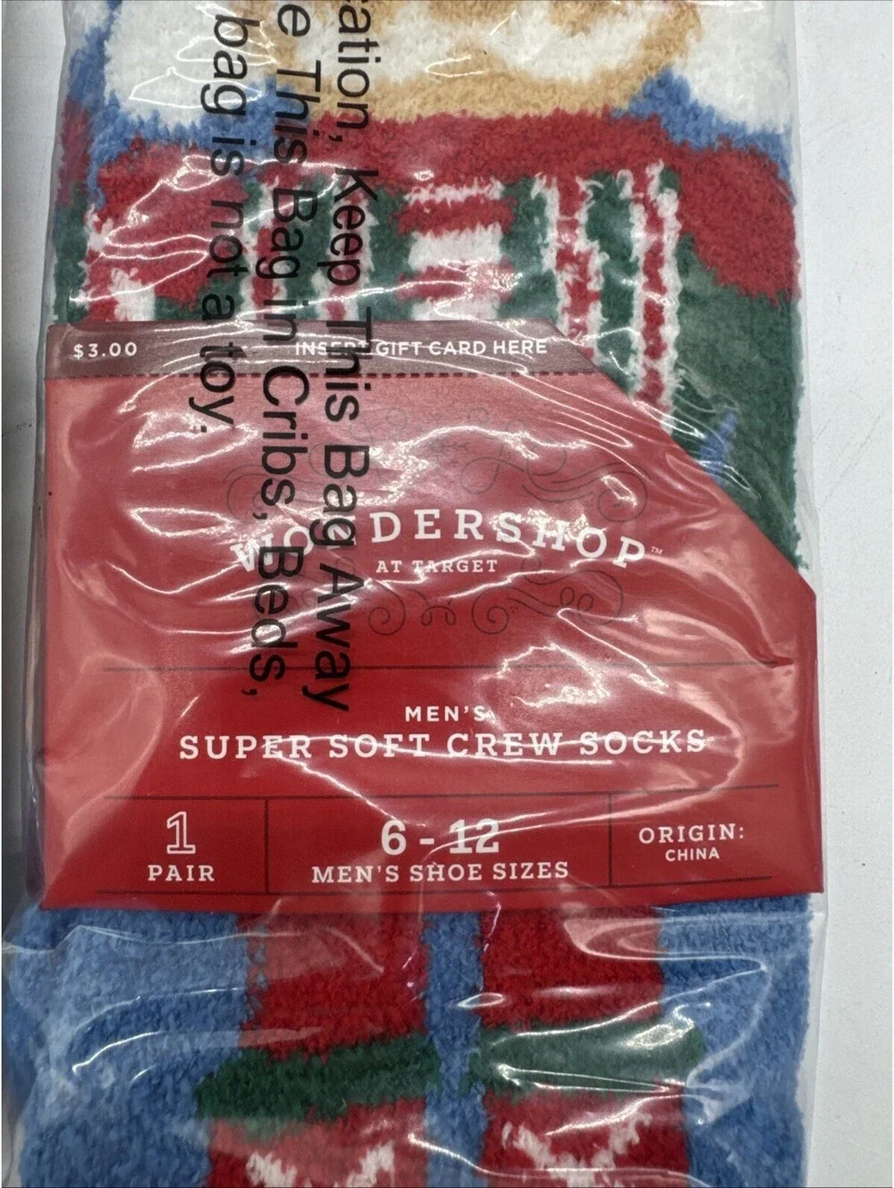 2 Pair Wondershop Men’s Cozy SUPER SOFT CREW Christmas Socks Nutcracker Giftcard